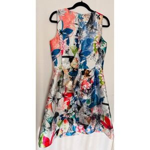Doncaster Collection Metallic Floral Fit Flare Sleeveless Multicolor Dress sz 6